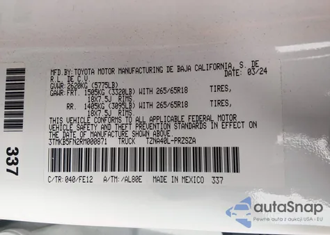 2024 Toyota Tacoma Trd Sport from USA, damaged, VIN 3TMKB5FN2RM000871